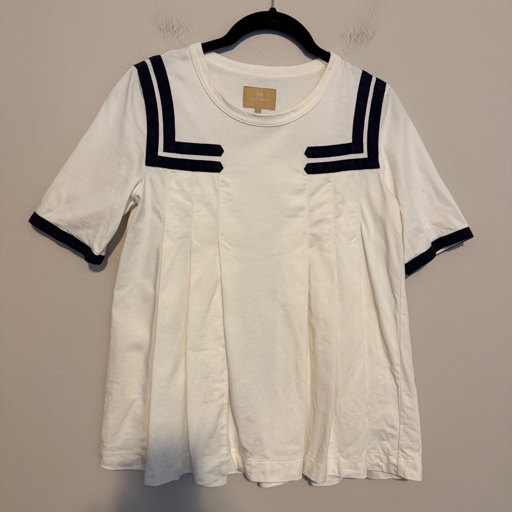 Nigel Cabourn Sailor Style pleated top 8 thick knit classic coastal nautical